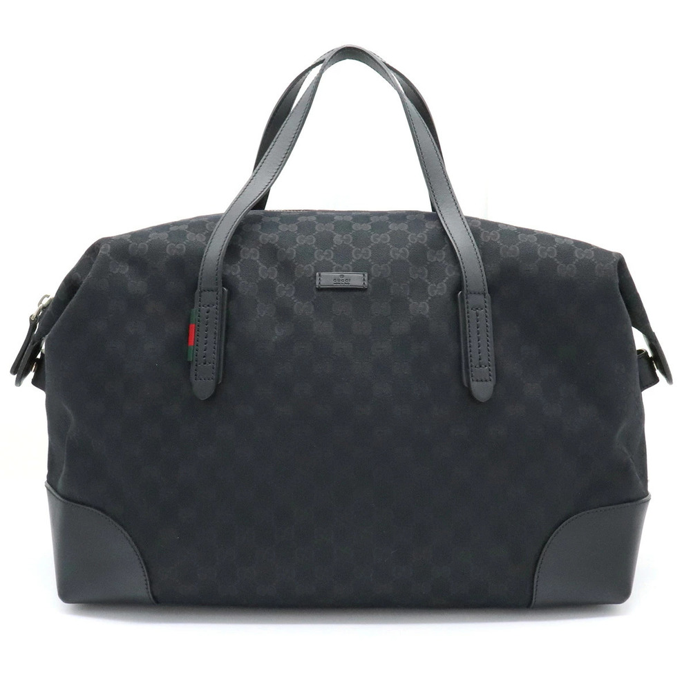 Gucci GG Canvas Carry on Duffle Bag Boston Travel Leather Black